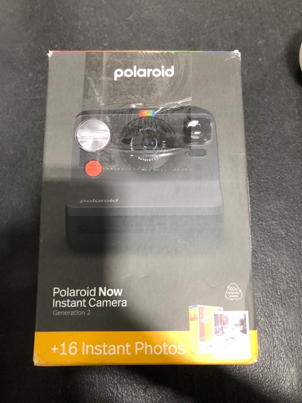 Photo 1 of Polaroid Now 2nd Generation I-Type Instant Camera + Film Bundle - Now Black Camera + 16 Color Photos (6248)- Black