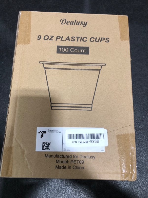 Photo 1 of Dealusy 100 Pack 9 oz Clear Plastic Cups, Sturdy & Food Safe Disposable Plastic Cups for Wine Cocktail Punch