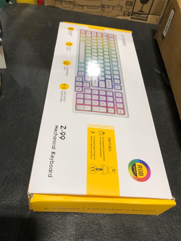 Photo 1 of HUO JI E-Yooso Creamy Mechanical Keyboard Wired, Hot Swappable, Pre-lubed Linear Switches, Gasket Structure with Sound Dampening Foam, RGB Backlit, 99 Keys Custom Gaming Keyboard for PC/Mac,White