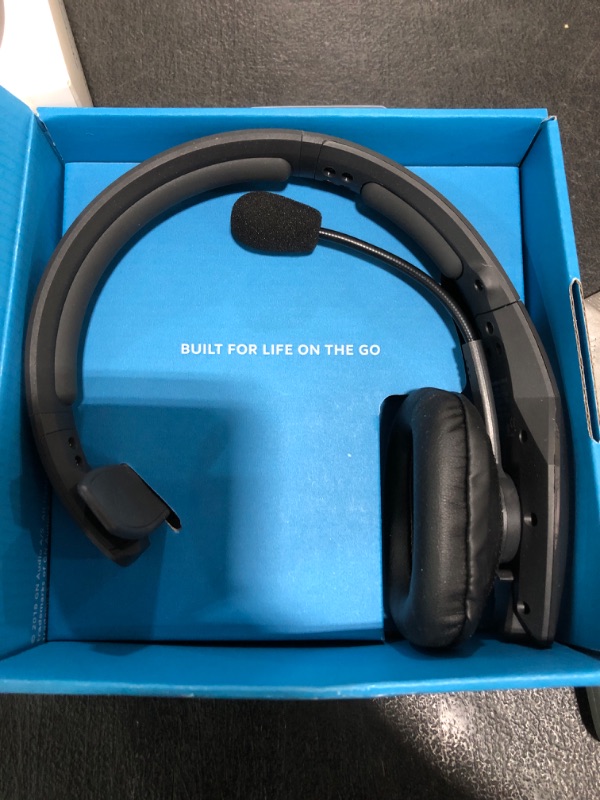 Photo 1 of BlueParrott B550-XT Mono Bluetooth Wireless Headphones 96% Noise Canceling Over Head Trucker Headset with Mic, 100% Voice Control, IP54-Rated Protection, 24 hrs. Talk Time, Black