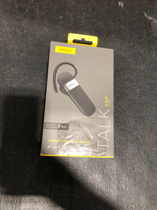 Photo 1 of Jabra Talk 15 SE Mono Bluetooth Headset – Wireless Single Ear Headset with Built-in Microphone, up to 7 Hours Talk Time, Media Streaming, Black