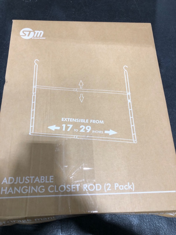 Photo 1 of STORAGE MANIAC Hanging Closet Rod, Adjustable Width and Height Closet Hanging Organizer, Space-Saving Clothes Hanging Bar, Closet Extender Hanging Rod Double Closet Hanging Rod, 2 Pack Chrome