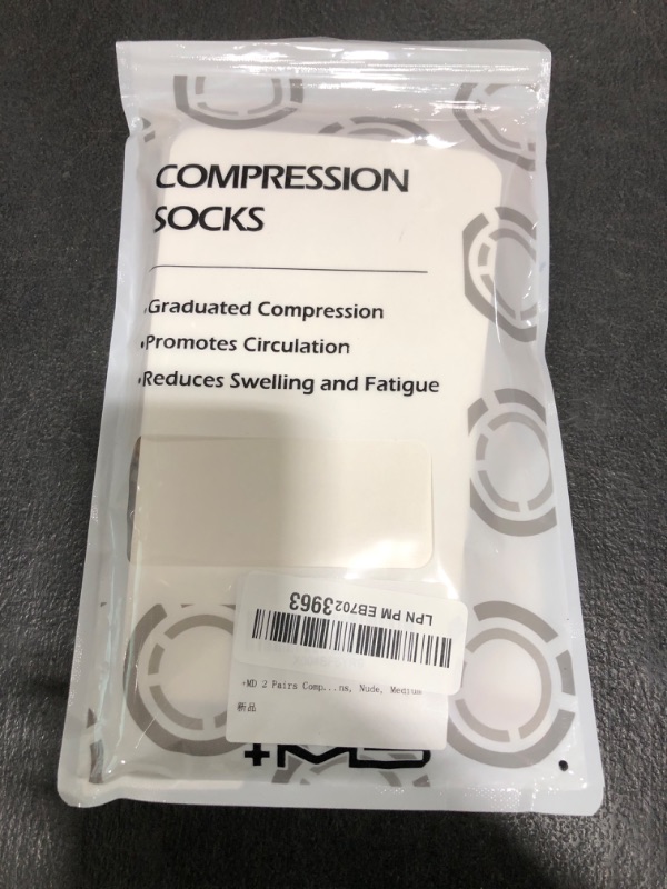 Photo 1 of +MD 2 Pairs Compression Socks for Women & Men Medical Grade 20-30 mmHg, Open-Toe knee High Stocking, Support for edema, Varicose Veins, Nude, Medium