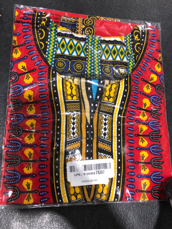 Photo 1 of LOFBAZ African Dashiki Shirt for Kids Girls Boys Unisex Clothes Print T-Shirts Little Baby Toddler Dress Up Clothing Red 6-7Y