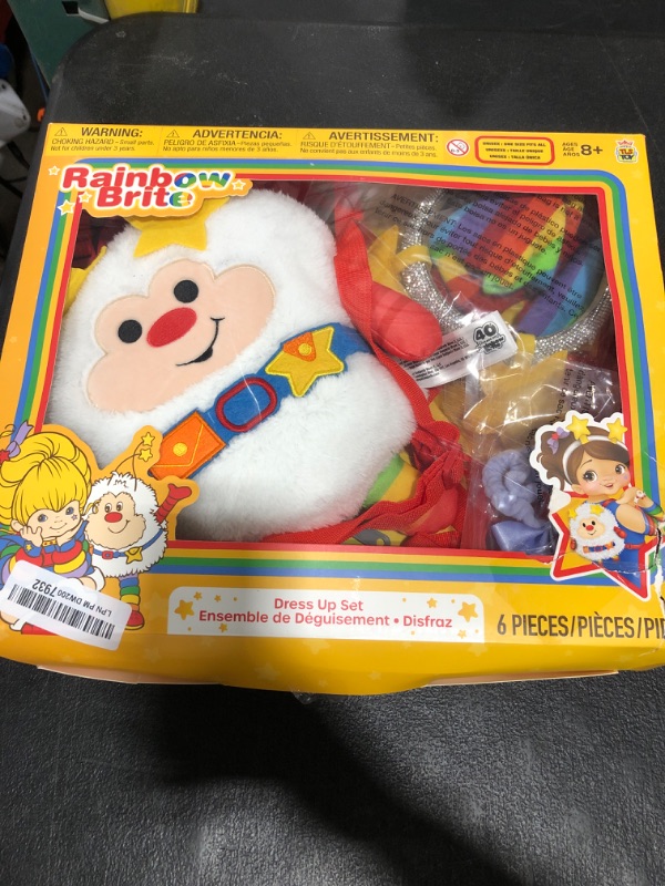 Photo 1 of Rainbow Brite 6-Piece Set with adjustable Plush Backpack, Sparkle Star Headband, Rainbow Arm Warmers, Purple Bow Hair Tie, Sprite Bracelet. One size/Adults, Kids. Great for costumes, cosplay, dress up