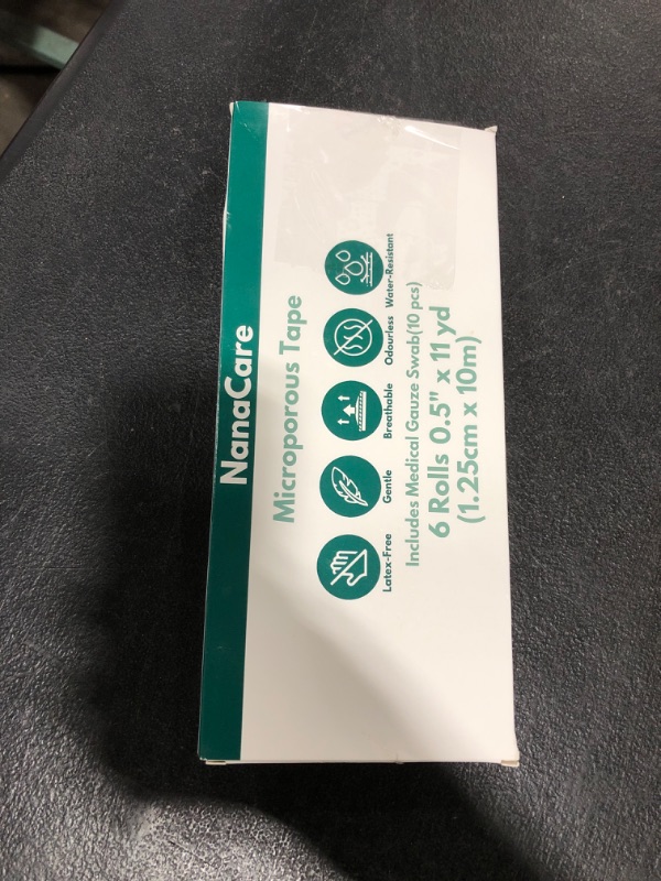 Photo 1 of Nanacare Paper Surgical Tape 1/2 inch x 11yd (6 Rolls) +10pc Gauze Pads | Microporous Micropore Tape | Earring Tape |Medical Tape for Skin, Dressings,Face, Wound Care | First Aid Bandage Tape