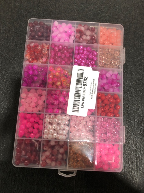 Photo 1 of XSEINO About 1200PCS 6mm Glass Beads Bracelet Making Kit,24 Assorted Red and Pink Series Colorful Crystal Beads for Bracelet and Jewelry Making and DIY Crafts,Friendship Bracelets