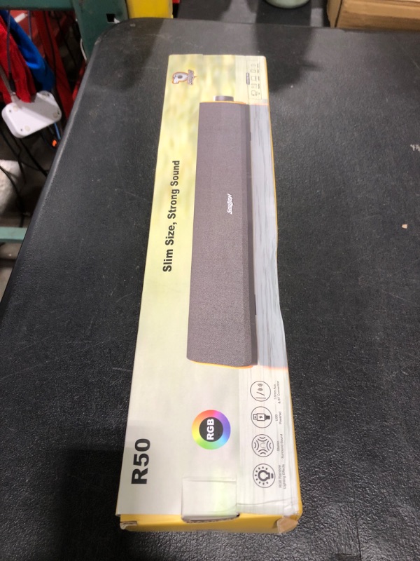 Photo 1 of SOULION R50 Bluetooth Computer Speakers, 3.5mm PC Sound Bar for Desktop Monitor, Wired USB Powered & Colorful LED Lights with Switch Button, Surround Sound Soundbar PC Spearkers for Computer