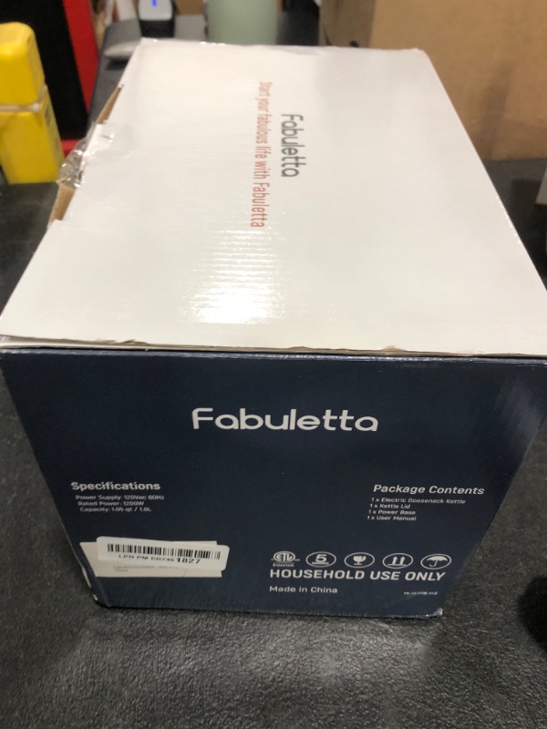 Photo 1 of Fabuletta Gooseneck Electric Water Kettle, 3 Minutes Quick Heating, 1200W Pour Over Kettle for Coffee & Tea, Precise Water Flow Control Hot Water Boiler, 100% Stainless Steel Kettle Water Boiler,1L