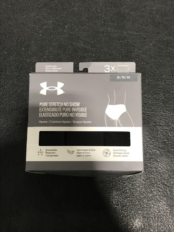 Photo 1 of Under Armour Womens 3-Pack Pure Stretch No Show Hipster Underwear, All-Day Comfort & Ultra-Soft Fit, Black
