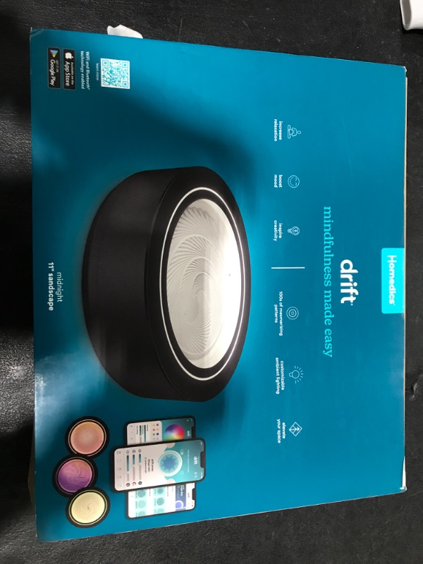 Photo 1 of Homedics 11” Drift Sandscape, Compact Size, Zen Garden, Meditation Accessories, Decorative Sandscape, Smart LED Lighting, Wi-Fi Enabled (Black)