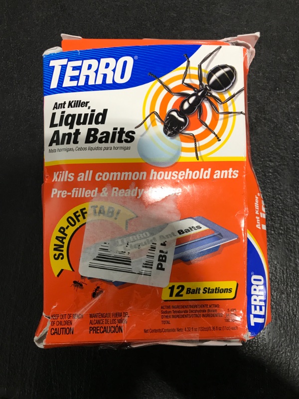 Photo 1 of TERRO Ant Killer Bait Stations T300B - Liquid Bait to Eliminate Ants - 12 Count Stations for Effective Indoor Ant Control