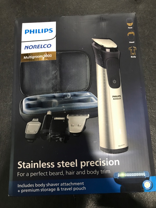 Photo 1 of Philips Norelco Multigroom Series 9000-21 Piece Men's Grooming Kit for Beard, Body, face, Nose, Ear Hair Trimmer w/Premium Storage case, MG9510/60