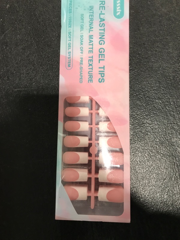 Photo 1 of Misssix French Gel Nail Tips, 240Pcs French Tip Press on Nails Long Square Pink, No Need to File Tips Pre-lasting, Fake Nails for Nail Art DIY 15 Sizes