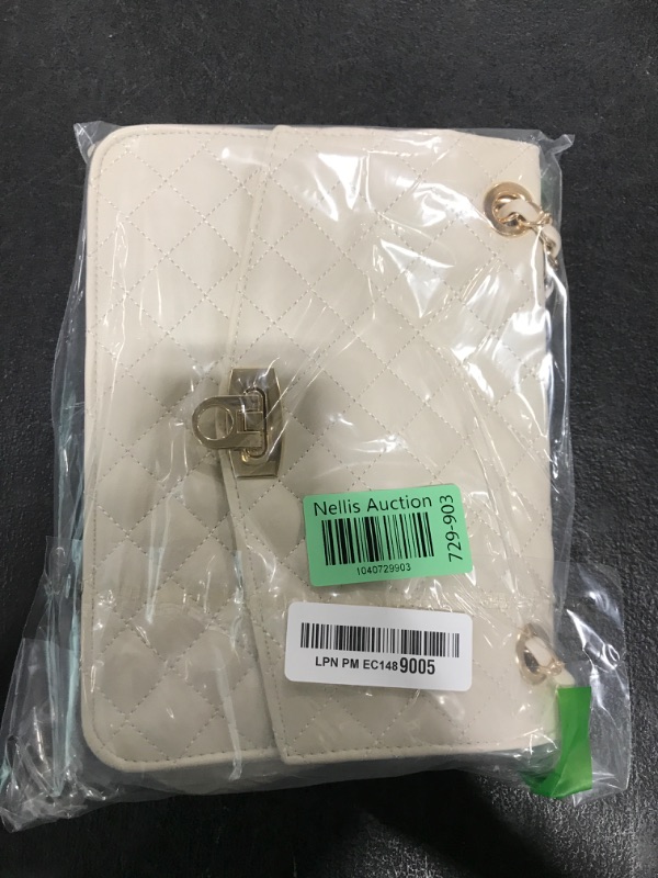 Photo 1 of GM LIKKIE Quilted Shoulder Bag for Women, Medium Flap Crossbody Handbag with Chain Strap, Soft Vegan Leather Clutch Purse (Beige)