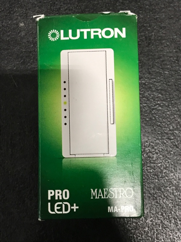 Photo 1 of Lutron Maestro PRO LED+ Tap Dimmer Switch for 250W LED, 500W ELV, 400W MLV, Single Pole/Multi-Location, Neutral Wire Optional, MA-PRO-WH, White
