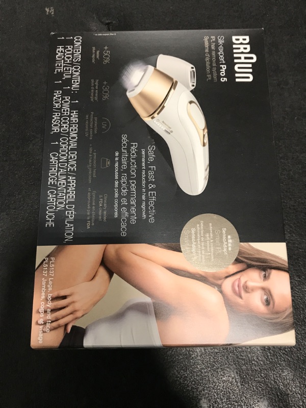 Photo 1 of Braun IPL at Home Laser Hair Removal for Women and Men, Silk Expert Pro 5 PL5137 with Venus Swirl Razor, Long-Lasting Reduction in Hair Regrowth for Body & Face, Corded, PL5137