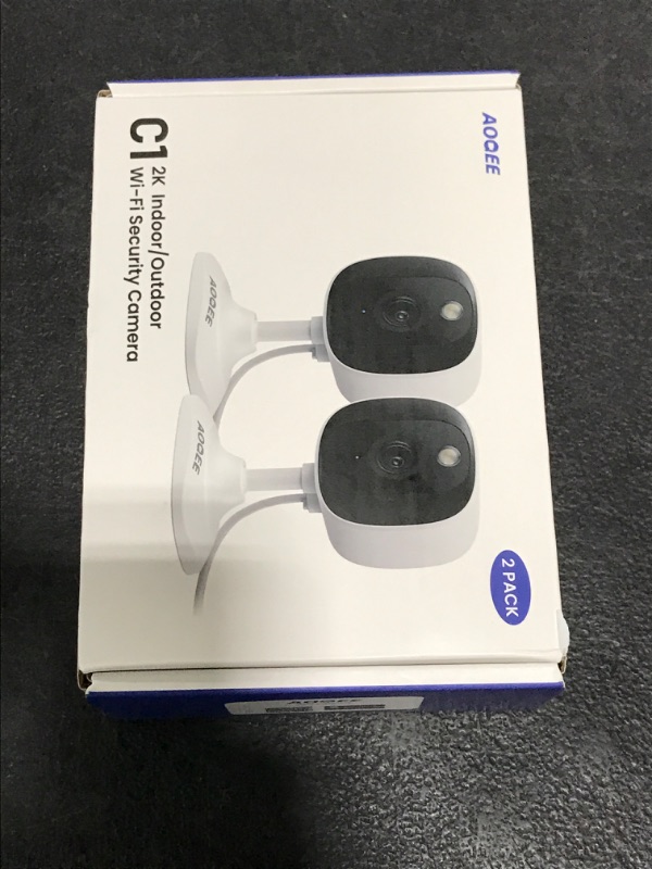 Photo 1 of AOQEE 2K Cameras for Home Security-Outdoor/Indoor Camera for Dog/Cat/Pet/Nanny/Baby, Color Night Vision, White Light, Siren, 24/7 SD Recordings, Works with Alexa/Google Home, C1-White-2P (2.4Ghz WiFi)