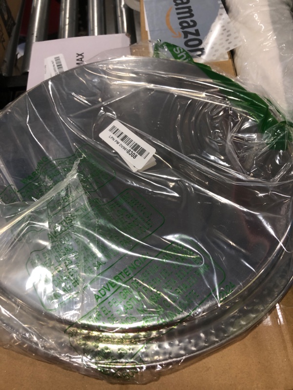 Photo 1 of Elegance Stainless Steel Hammered Rim Bar Tray, 14" Diameter, Silver