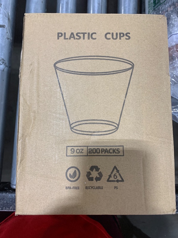 Photo 1 of RACETOP 200 Pack 9 oz Clear Plastic Cups for Party, Disposable Clear Cup, Disposable Cups, Wine Glasses Cups, Plastic Cocktail Glasses