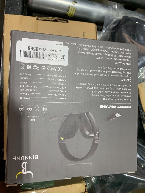 Photo 1 of BINNUNE Wireless Gaming Headset with Mic for PS5, PS4, PC, Mac, Wireless Headphones, 2.4GHz Bluetooth Gaming Headset, Headsets with Flip Mic for Laptop Computer, Black