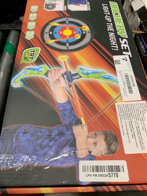 Photo 1 of Bow and Arrow Set for Kids, LED Light Up Archery Toy with 3 Suction Cup Arrows & 1 Quiver, 1 Score Target, Indoor Outdoor Activity for 6 7 8 9 10 11 12 Year Old Boy Girl Gifts