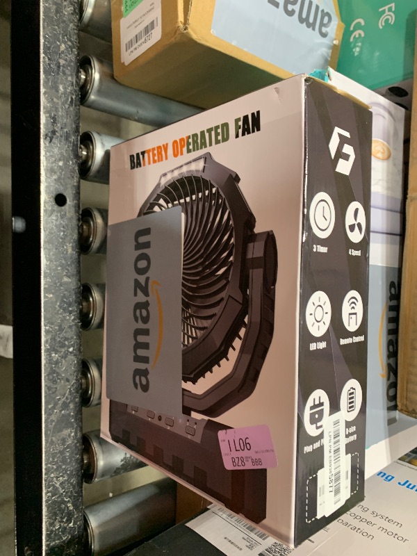 Photo 1 of Battery Operated Fan [200H Max], 2 in 1 D-Cell Battery & USB Powered Fans, Portable Camping Fan with 4 Speeds, Light, Timer, Remote for Outdoor Tent, Travel, Picnic, Office, Bedroom - Black