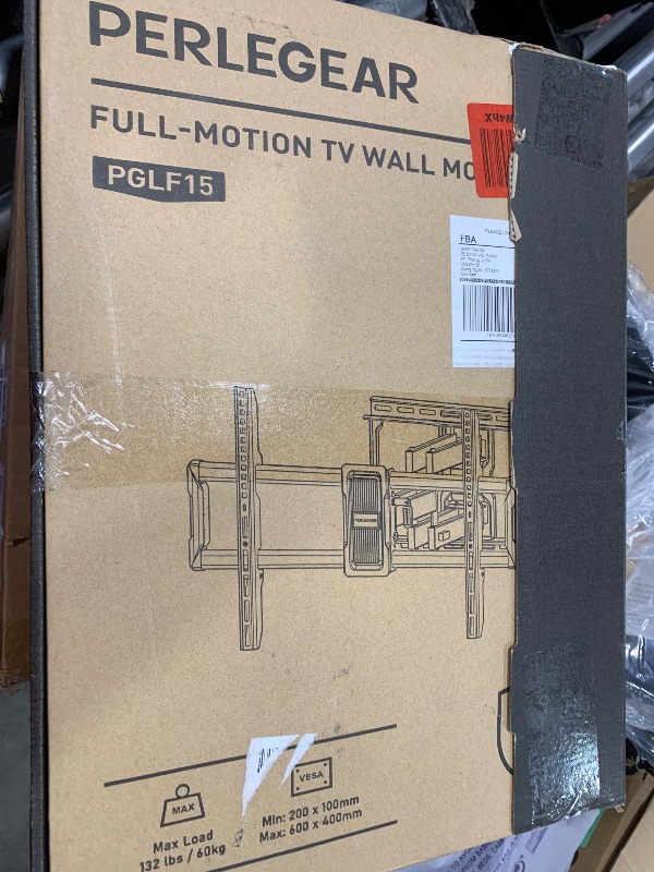 Photo 1 of Perlegear UL-Listed Full Motion TV Wall Mount for 40–86 Inch Flat Curved TVs up to 132 lbs, 12?/16? Wood Studs, TV Mount Bracket with Tool-Free Tilt, Swivel, Extension, Max VESA 600 x 400mm, PGLF15