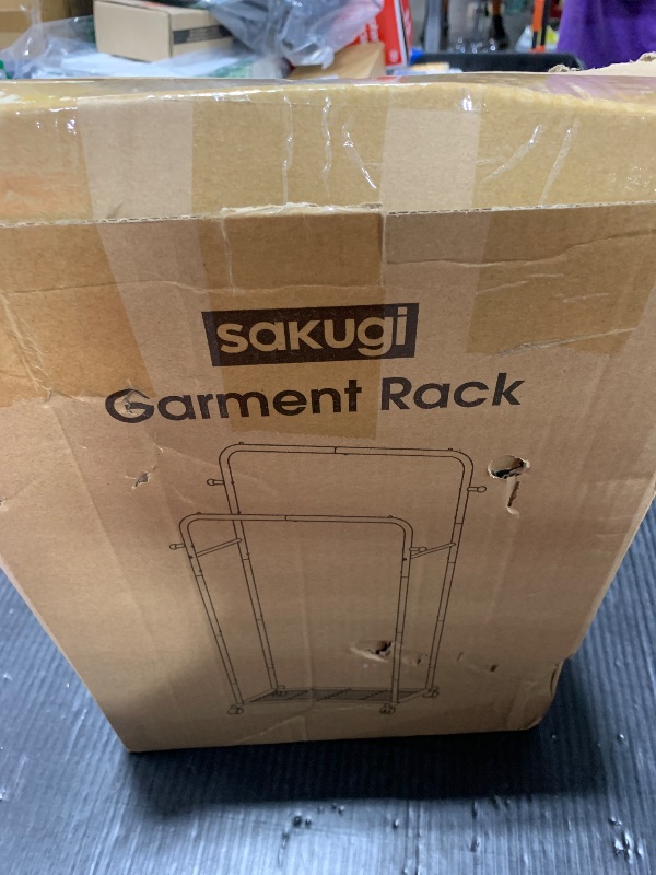 Photo 1 of Sakugi Clothes Rack - Double Rods Clothing Rack with Mesh Shelf, Hooks & Wheels, Metal Clothing Racks for Hanging Clothes & Bags, Multifunctional Garment Rack for Laundry, Black, 28.7" x 16.5" x 59.1"