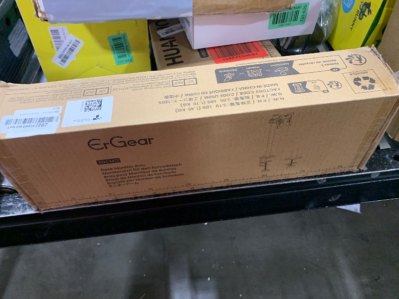 Photo 1 of Ergear Monitor Mount for Most 13-32" Computer Screens up to 17.6lbs, Improved LCD LED Monitor Riser, Adjustable Height and Angle, Single Desk Mount Stand, Black, EGCM12