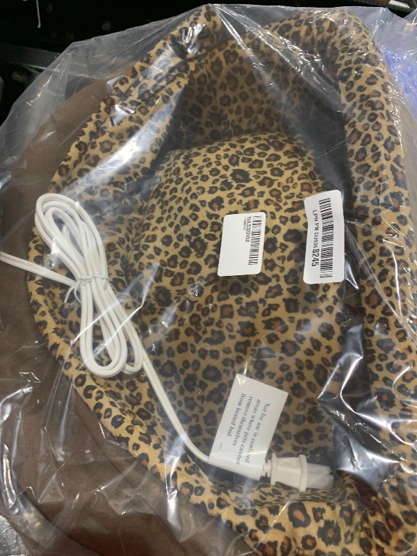 Photo 1 of K&H Pet Products Thermo-Kitty Bed Deluxe Heated Cat Bed for Large Kitties - Indoor Heated Pet Bed for Dogs & Cats, Covered Cave Pet Tent, Machine Washable, Safety Listed - Large 20in Mocha/Leopard