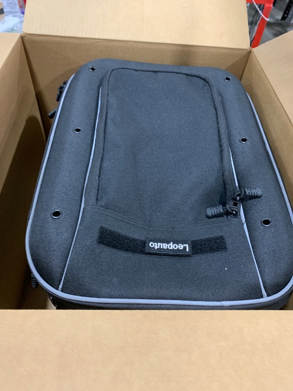 Photo 1 of Leopauto Motorcycle Pet Carrier Bag, Portable Soft-Sided Pet Carrier for Dogs & Cats, Breathable Mesh Weather-Proof Pet Travel Bag Comes with Raincover and 2 Brown Bowls