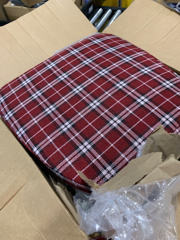 Photo 1 of AAAAAcessories D-Shaped Chair Cushions, 2" Thick Dining Chair Pads with Ties and Removable, Machine-Washable Cover, 17" x 16", Set of 6, Red Checkered