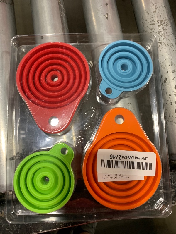 Photo 1 of KongNai Kitchen Funnel Set 4 Pack, Small and Large, Kitchen Gadgets Accessories Foldable Silicone Collapsible Funnels for Filling Water Bottle Liquid Transfer Food Grade