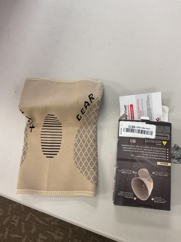 Photo 1 of PHYSIX GEAR Knee Support Brace - Premium Recovery & Compression Sleeve for Meniscus Tear, ACL, MCL Running & Arthritis - Best Neoprene Stabilizer Wrap for Crossfit, Squats & Workouts (Single Beige L)