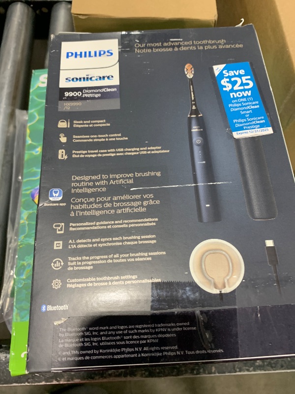 Photo 1 of Philips Sonicare 9900 Prestige Rechargeable Electric Power Toothbrush with SenseIQ, Midnight, HX9990/12