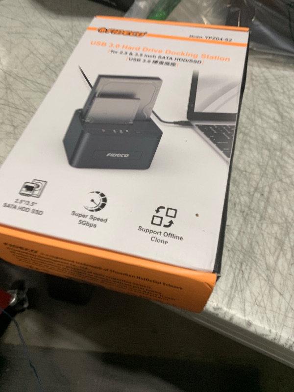 Photo 1 of FIDECO Hard Drive Docking Station, USB 3.0 SATA HDD Docking Station for 2.5 & 3.5 inch SATA HDD/SSD, Dual Bay, Support Offline Clone and UASP