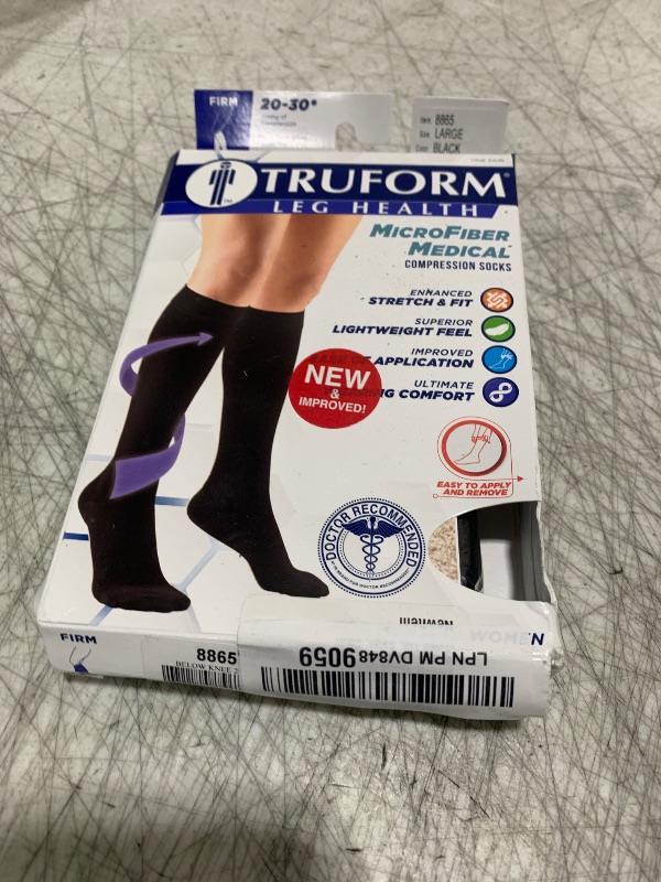 Photo 1 of Truform 15-20 mmHg Compression Stockings for Men and Women, Knee High Length, Closed Toe, Black, Large