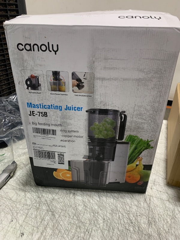 Photo 1 of Cold Press Juicer, 5.8" Wide Feed Chute Juice Extractor Machine with 400W, High Juice Yield, Slow Masticating Juicer for Whole Vegetables & Fruits, Metallic Silver