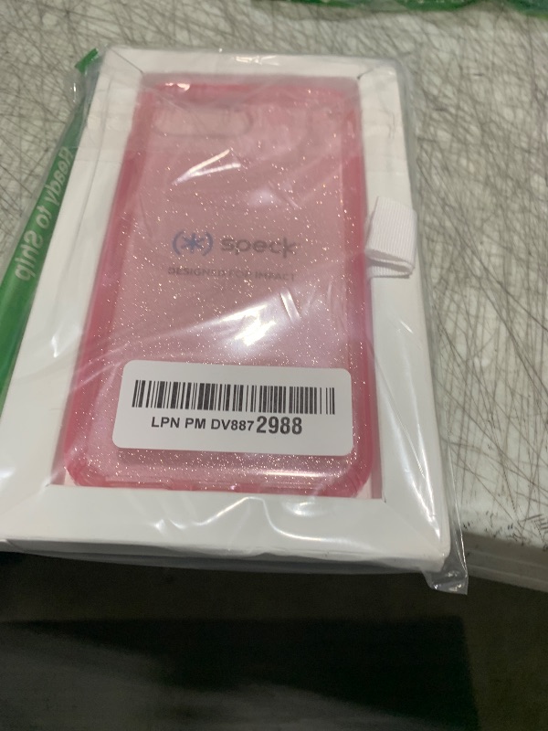 Photo 1 of Speck 103123-6603 Products Presidio Clear + Glitter Case for iPhone 8 Plus (Also fits 7 Plus and 6S Plus/6 Plus), Bella Pink With Gold Glitter/Bella Pink
