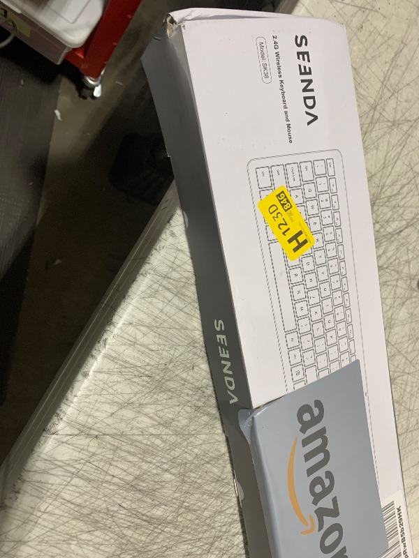 Photo 1 of Wireless Keyboard and Mouse Combo - Full Size Slim Thin Wireless Keyboard Mouse with Numeric Keypad 2.4G Stable Connection Adjustable DPI (White & Silver)