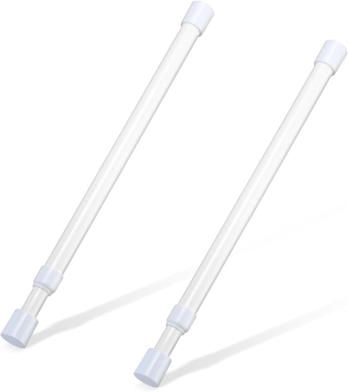 Photo 1 of 2 Pcs Small Tension Rod 12-20 inch Spring Rod, Tension Rod Spring Tension Rod, Small Tension Curtain Rod, Short Thin Tension Rod, Mini Tension Rods for Closet, Cabinets, Cupboard, Drawers, White
