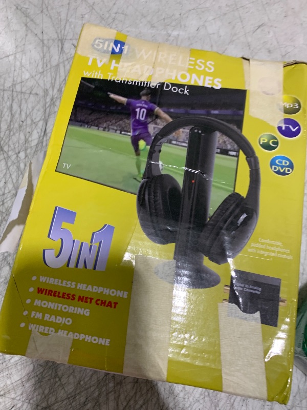 Photo 1 of Wireless TV Headphones, Wireless Headphones for TV Watching with Transmitter Base, Wireless TV Headset with FM Radio Monitor Function for Seniors, Support RCA, AUX, Optic and Coaxial Audio Out Port