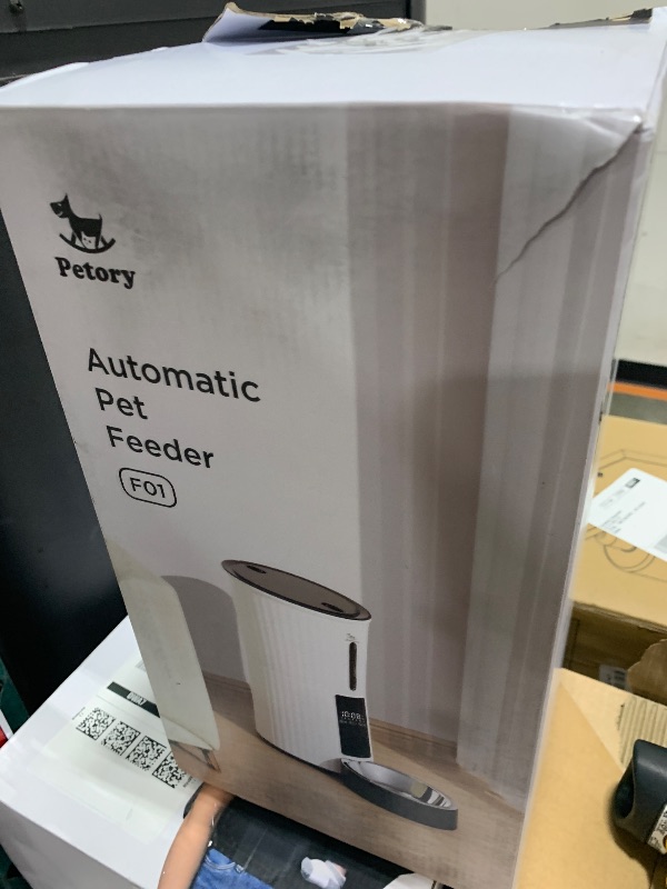 Photo 1 of Petory Timed Automatic Cat Feeders - 4L Programable Dry Food Dispenser for Cats and Small Medium Dogs 6 Meals with Desiccant Bag Dual Power Supply 10S Voice Recorder