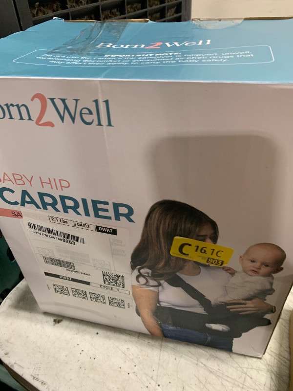 Photo 1 of Born2Well Hip Seat Baby Carrier - Detachable Shoulder Strap & Adjustable Waistband for Comfortable Babywearing | Newborn & Toddler Carrier, Lumbar Support, Up to 44lbs (Black)