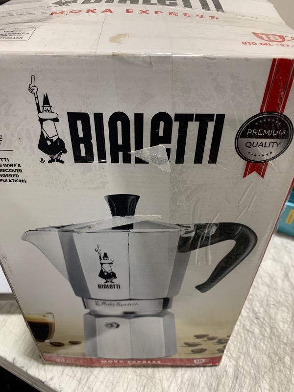 Photo 1 of Bialetti - Moka Express: Iconic Stovetop Espresso Maker, Makes Real Italian Coffee, Moka Pot 18 Cups (27 Oz - 810 Ml), Aluminium, Silver