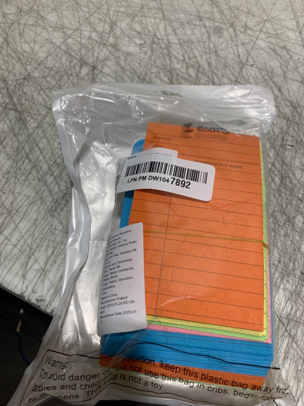 Photo 1 of 200 Pcs Library Pocket Envelopes and Books Cards Include 100 Self Adhesive Pocket Envelopes and 100 Check out Cards Library Supplies(Colorful Envelop, Colorful Card)