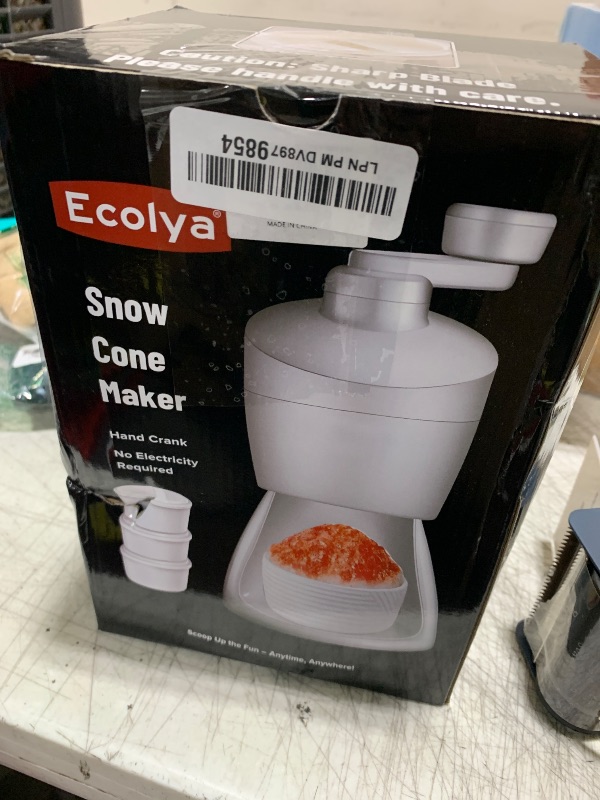 Photo 1 of Snow Cone Machine, Ice Crusher for Home Use, Snow Cone Maker for Kids, Shaved Ice Slushy Machine, Ice Shaver Manual, Hand Crank, with 3 Ice Block Molds
