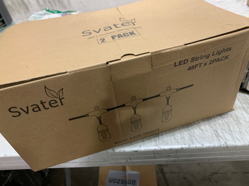 Photo 1 of Svater 96 FT Outdoor String Lights 2W, Patio Light for Outside with 32 Antique S14 Plastic LED Bulbs, IP65 Waterproof Hanging Cafe Market Lighting, ETL-Listed Dimmable Warm White 2700K (48 FT x 2)