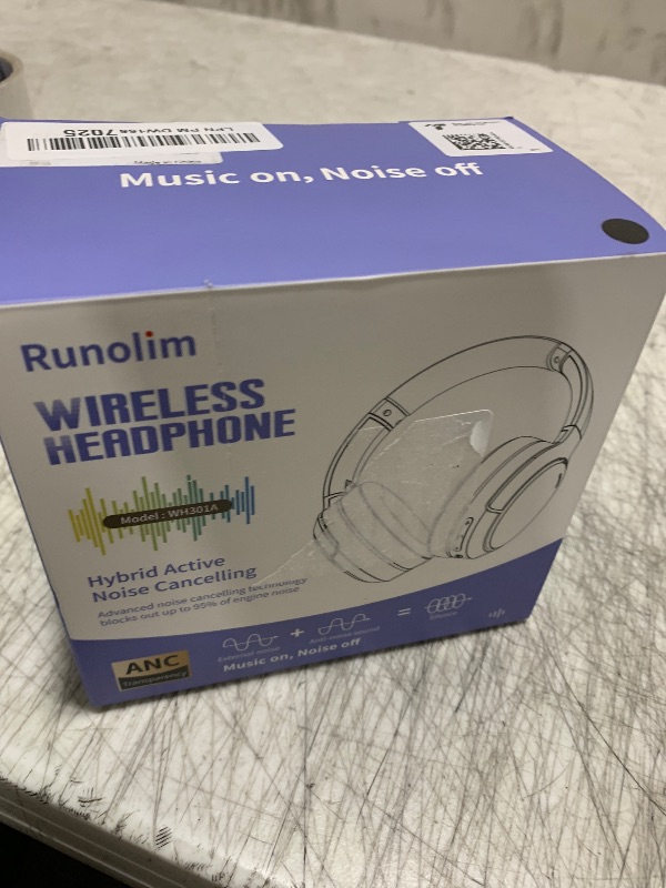 Photo 1 of Runolim  Active Noise Cancelling Over Ear Bluetooth Headphones with Microphone, 70H Playtime, Foldable Headphones with HiFi Audio, Deep Bass for Home, Travel, Office